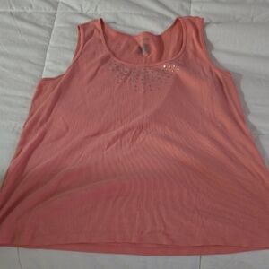 St. John's Bay Pink Tank Top with Ribbed Texture